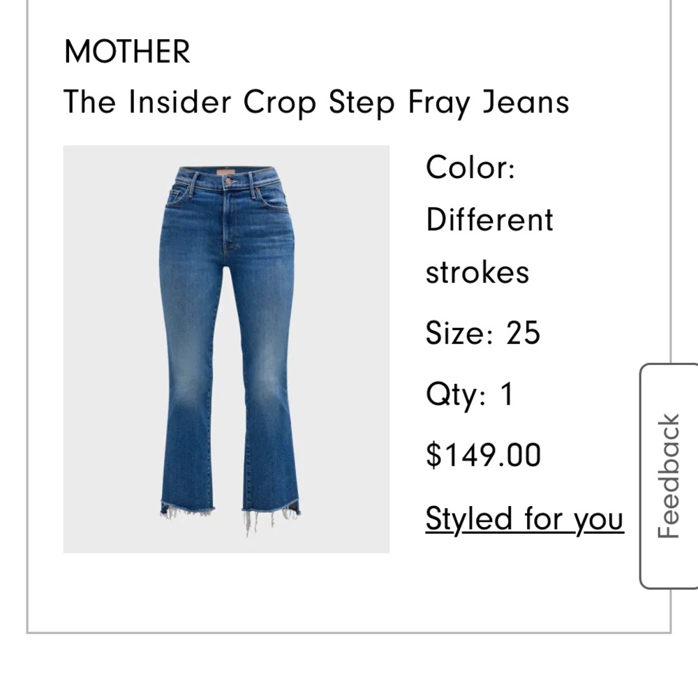 The mother denim Crop step frey size 25